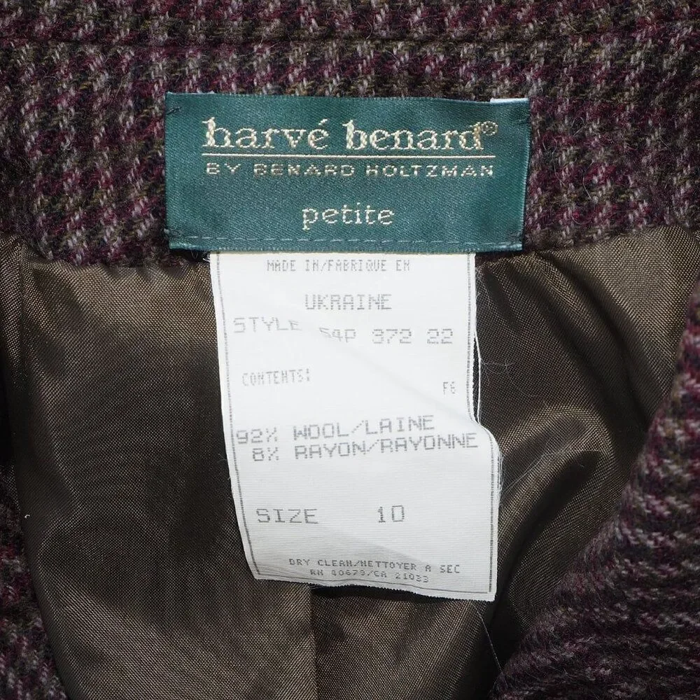 Harve Benard by Benard Holtzman Vintage Petite Wool Equestrian Blazer Women's 10 - Picture 3 of 6